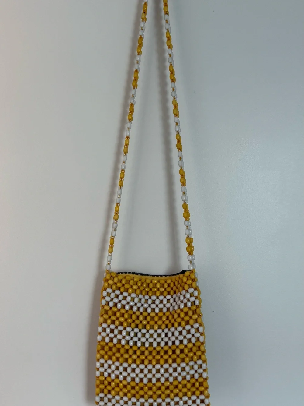 ☀️ Topshop Yellow and White Beaded Crossbody Bag - Picture 1 of 4